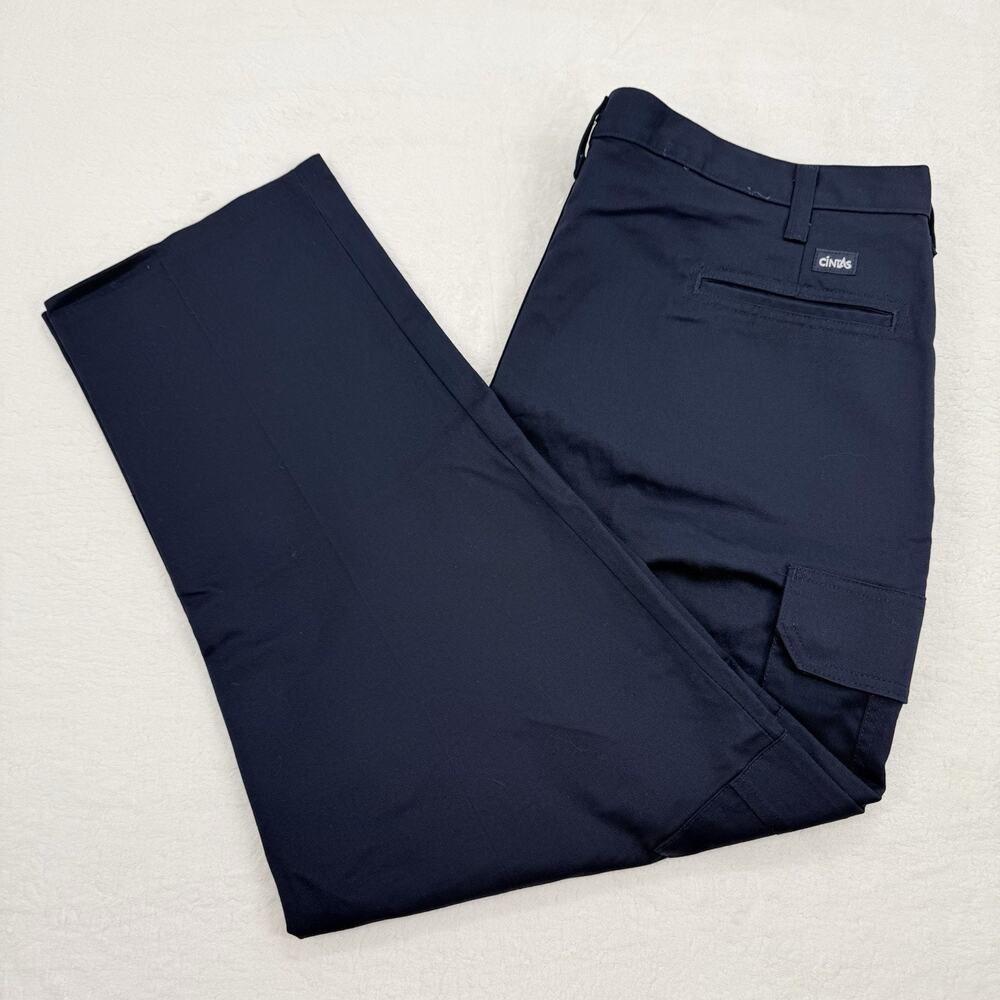 Cintas 270-20 Mens Navy Twill Canvas Cargo Comfort Flex Pants Size 40 x 30